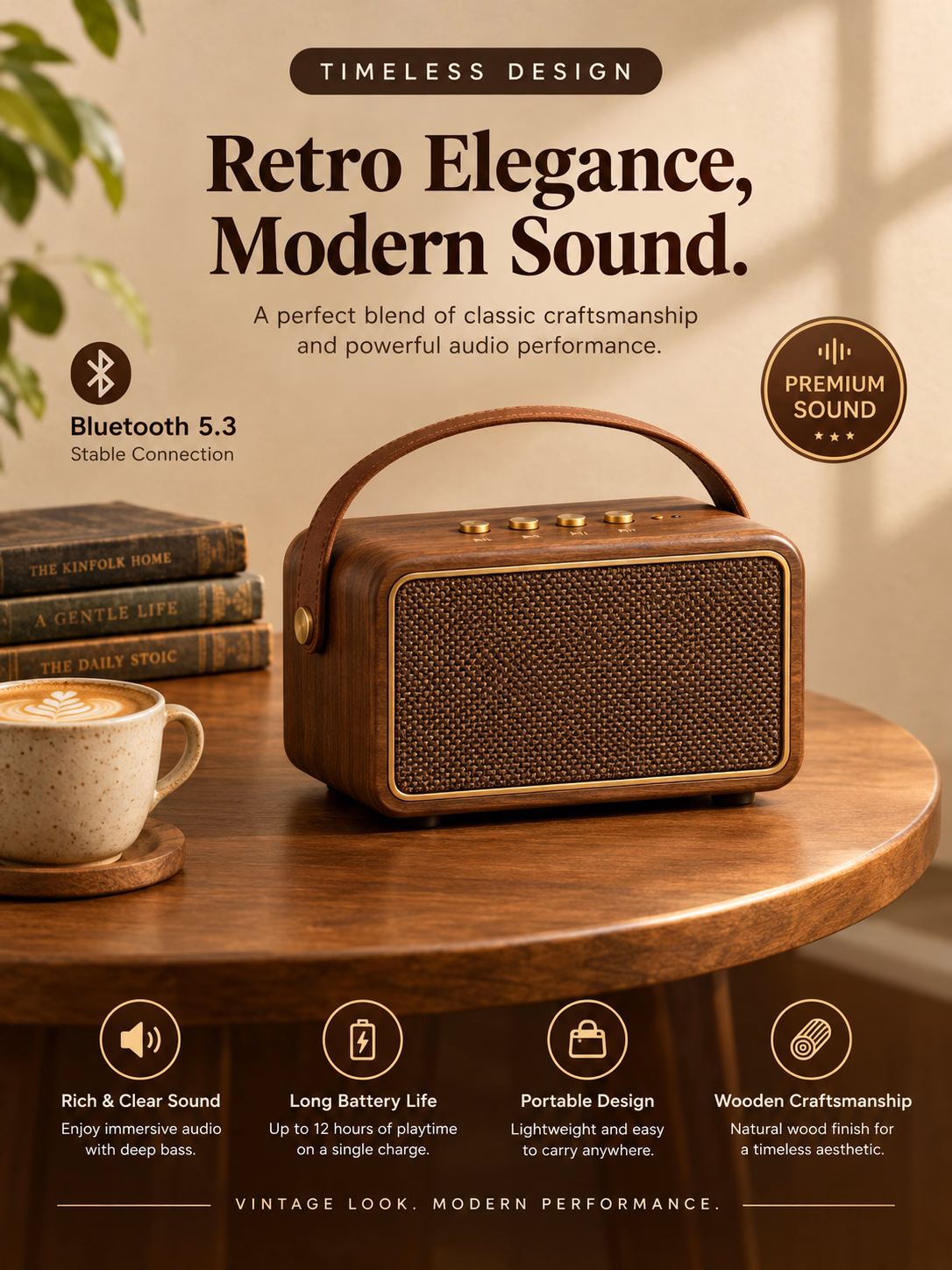 English original of a retro speaker product poster